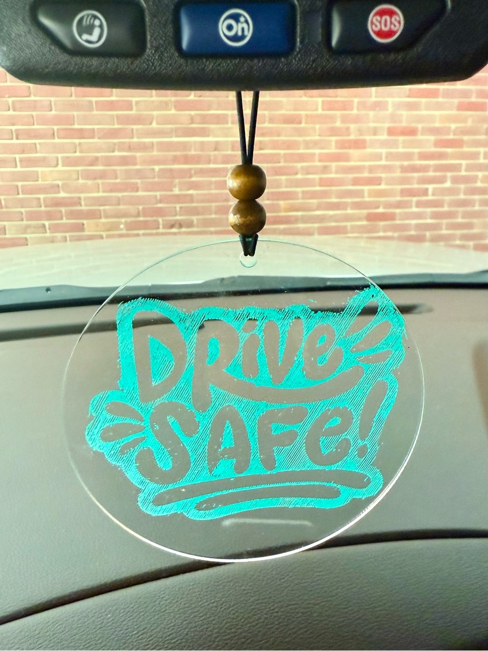 Drive Safe! Teal Hanging Acrylic Car Ornament - Home Accents